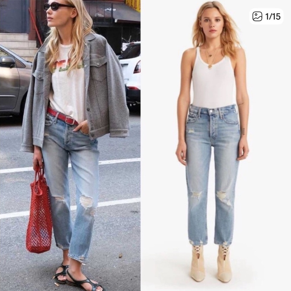 MOTHER Faded Blue Boyfriend Jeans